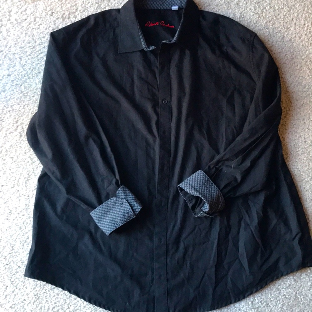 Black paisley 3XLT Robert Graham men’s dress shirt, flip cuff Tall